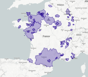 Carte de France des campagnes d'incitation financière au covoiturage